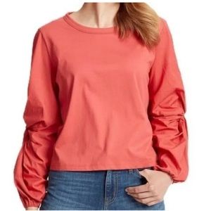 Ella Moss Zuri Twisted puffed Long Sleeve Top in Dusty Rose
